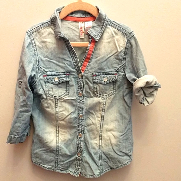 Japan Kids 3/4 Sleeved Button Down - Girls 6X - Picture 1 of 8